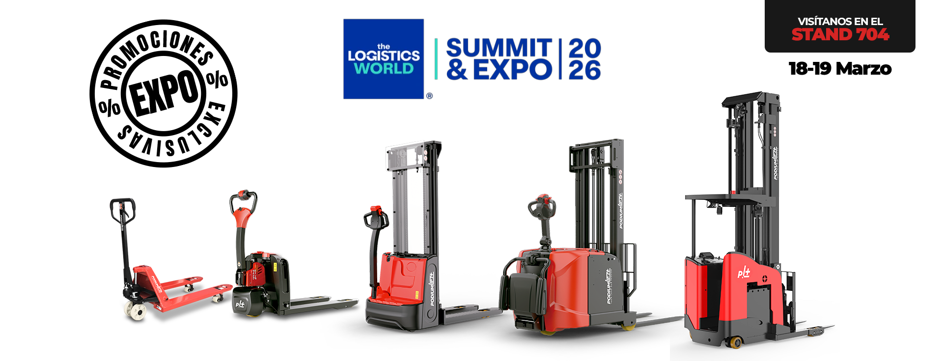 Visítanos en el Stand 704 del 18 al 19 de marzo en The Logistics World Summit and Expo 2026 y conoce las promociones exclusivas de nuestros patines hidráulicos